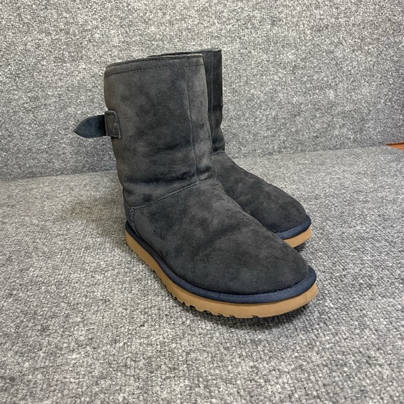 UGG Shoes - UGG Sheepskin Boots Remora Size 7 Navy Blue Suede Buckle Boots Warm Shoes